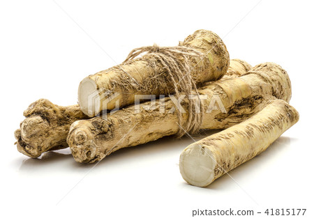 Fresh horseradish isolated on white Fresh horseradish isolated on white 41815177