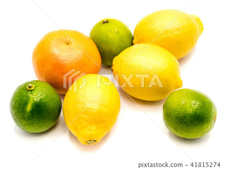 Fresh mixed citrus isolated on white Fresh mixed citrus isolated on white 41815274