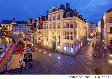 Gent. City embankment at sunset. Gent. City embankment at sunset. 41815541