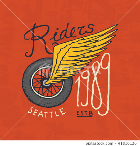 Motorcycles and biker club template. Vintage custom emblem, label badge for t shirt. Monochrome Motorcycles and biker club template. Vintage custom emblem, label badge for t shirt. Monochrome 41816126