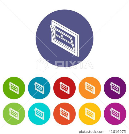 Open window leaf icons set vector color Open window leaf icons set vector color 41816975