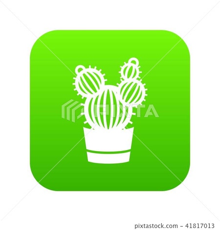 Round cactus icon green vector Round cactus icon green vector 41817013