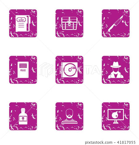 Surveillance icons set, grunge style Surveillance icons set, grunge style 41817055