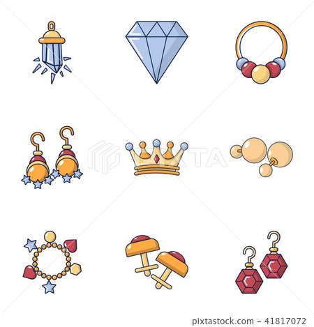 Gemstone icons set, cartoon style Gemstone icons set, cartoon style 41817072