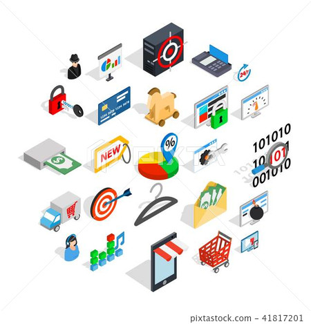 Online service icons set, isometric style Online service icons set, isometric style 41817201