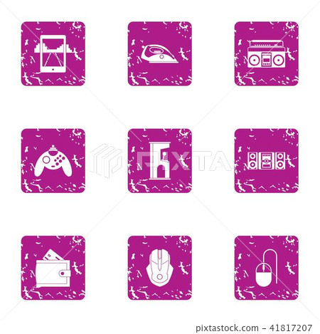 Spending entertainment icons set, grunge style 41817207
