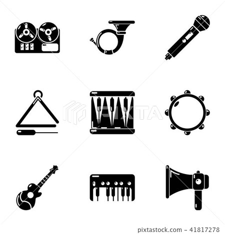 Stage musical icons set, simple style Stage musical icons set, simple style 41817278