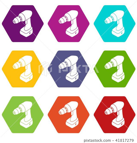 Cordless drill icons set 9 vector Cordless drill icons set 9 vector 41817279