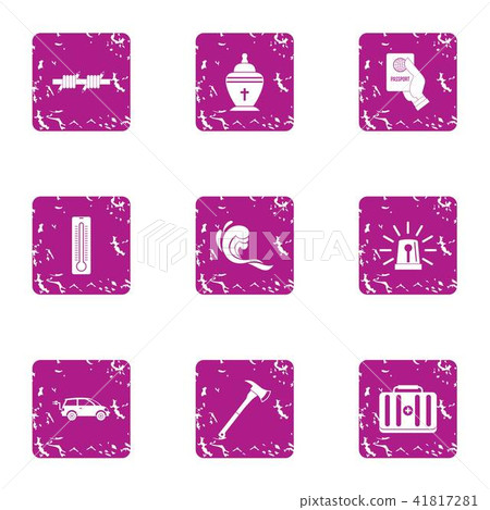 Condition of residing icons set, grunge style Condition of residing icons set, grunge style 41817281