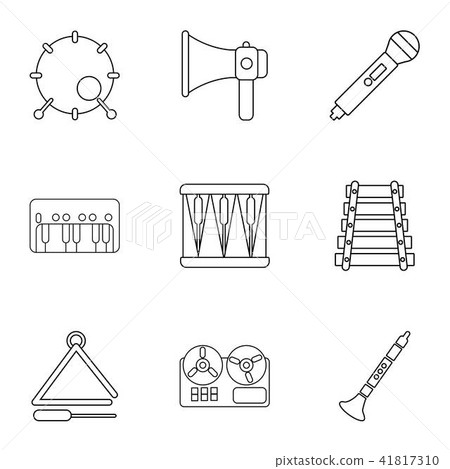 Musical education icons set, outline style Musical education icons set, outline style 41817310