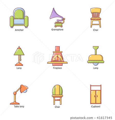 Home environment icons set, cartoon style Home environment icons set, cartoon style 41817345