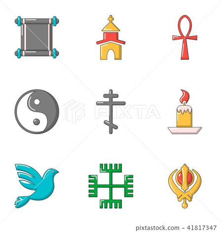 Asian style icons set, cartoon style Asian style icons set, cartoon style 41817347