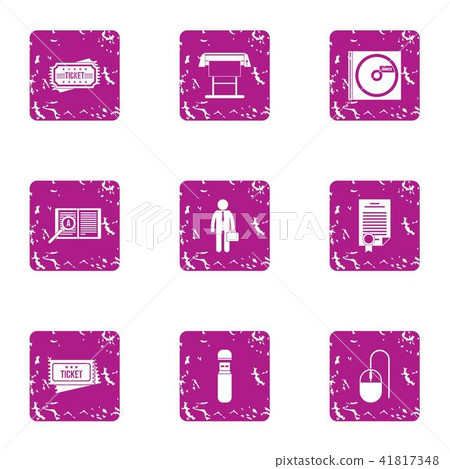 Documented by a certified icons set, grunge style 41817348