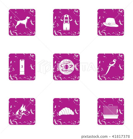 Zoological garden icons set, grunge style Zoological garden icons set, grunge style 41817378