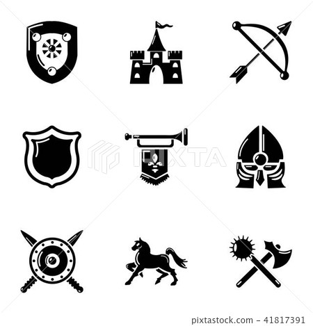 Chivalric icons set, simple style 41817391
