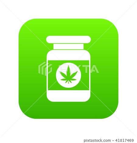 Jar of powder marijuana icon digital green 41817469