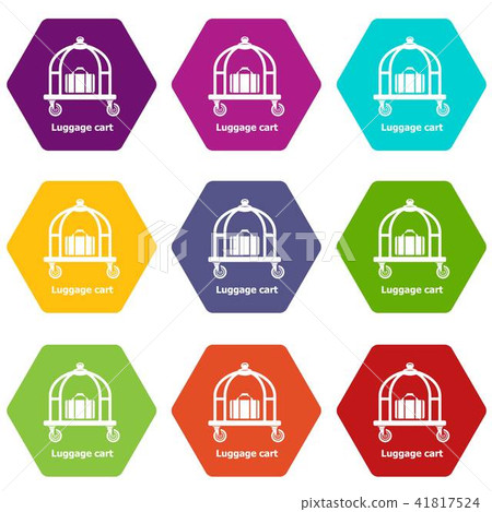 Luggage cart icons set 9 vector Luggage cart icons set 9 vector 41817524