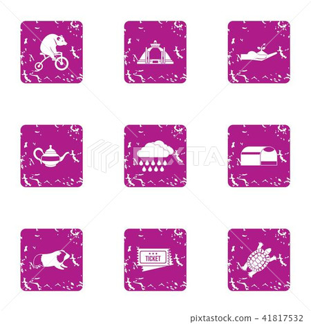 Circus production icons set, grunge style 41817532