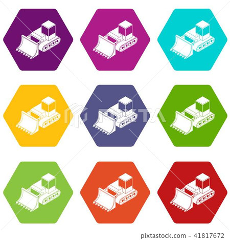 Bulldozer icons set 9 vector Bulldozer icons set 9 vector 41817672