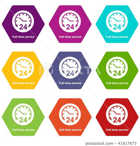 Full time service icons set 9 vector Full time service icons set 9 vector 41817673