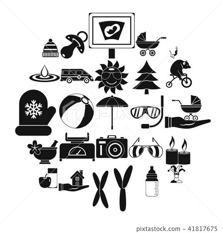 Relaxation icons set, simple style Relaxation icons set, simple style 41817675