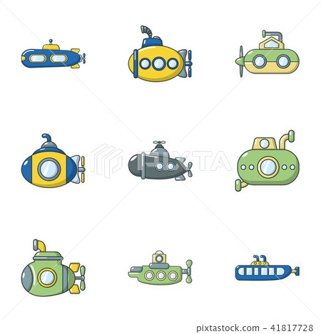 Submarine icons set, cartoon style 41817728