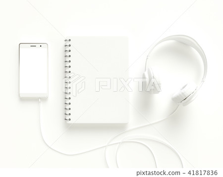 Notebook with smartphone and headphones 41817836