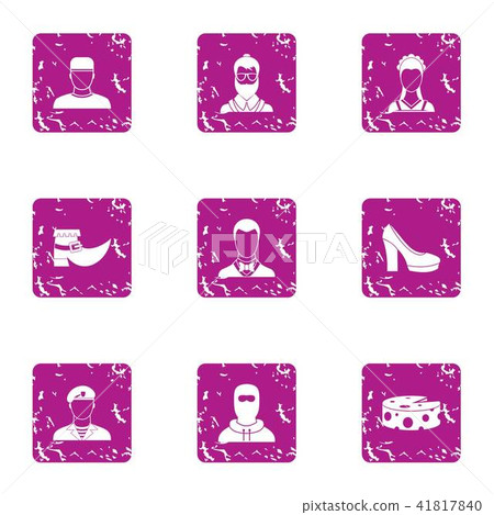 Genus icons set, grunge style 41817840