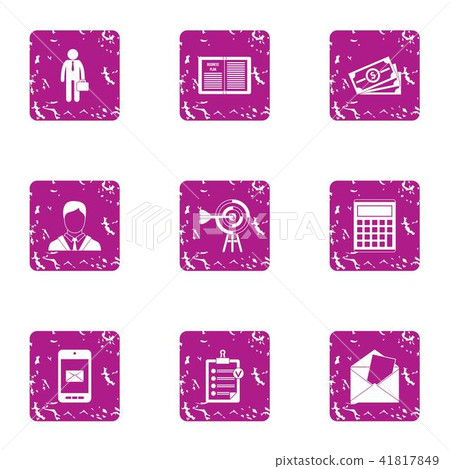 Cash crew icons set, grunge style Cash crew icons set, grunge style 41817849