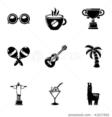 Brazilian vacation icons set, simple style Brazilian vacation icons set, simple style 41817892