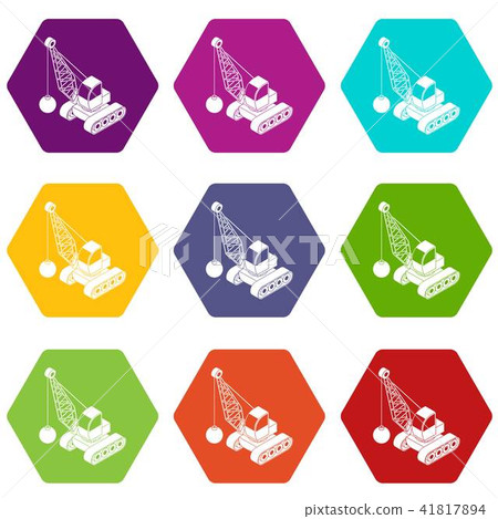 Demolish truck icons set 9 vector Demolish truck icons set 9 vector 41817894