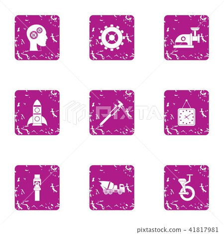 Robotic technology icons set, grunge style Robotic technology icons set, grunge style 41817981