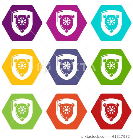 Antique shield icons set 9 vector Antique shield icons set 9 vector 41817982