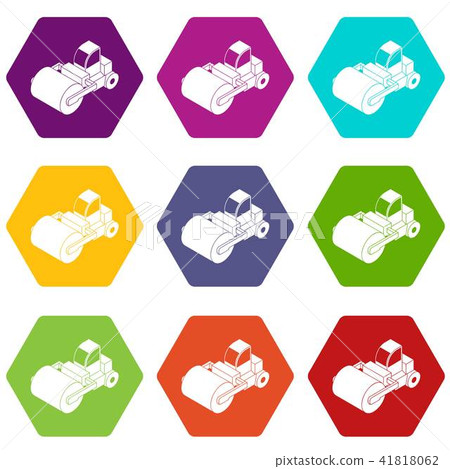 Roller truck icons set 9 vector Roller truck icons set 9 vector 41818062
