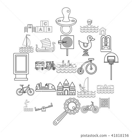 Physical training icons set, outline style Physical training icons set, outline style 41818156