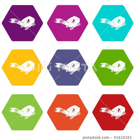 Mine band tractor icons set 9 vector Mine band tractor icons set 9 vector 41818161