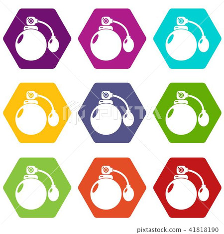 Retro perfume bottle icons set 9 vector 41818190