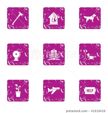 Outside help icons set, grunge style 41818416