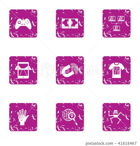 Money magnet icons set, grunge style 41818467