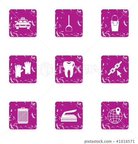 Big city life icons set, grunge style 41818571