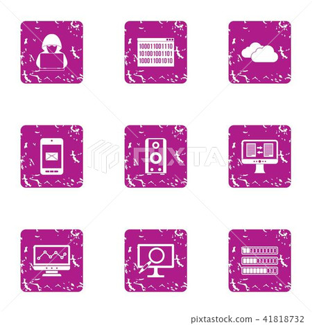 Cracking icons set, grunge style Cracking icons set, grunge style 41818732