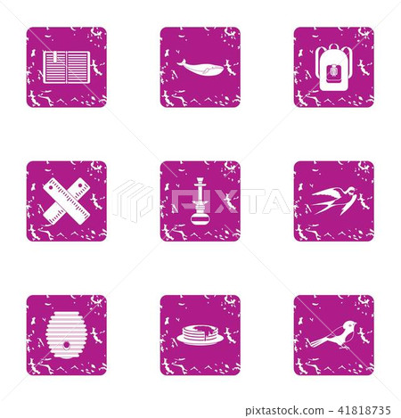 Animal watching icons set, grunge style Animal watching icons set, grunge style 41818735