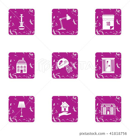 Home epoch icons set, grunge style Home epoch icons set, grunge style 41818756