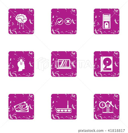 Money circulation icons set, grunge style Money circulation icons set, grunge style 41818817