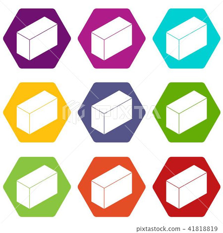 Cement block icons set 9 vector 41818819