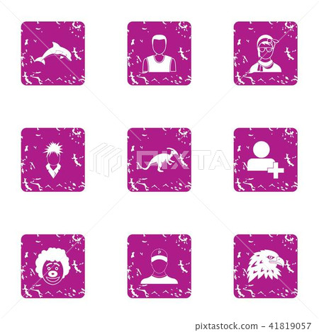 Presentation icons set, grunge style 41819057