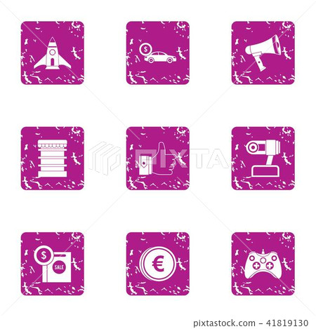 Money on flight icons set, grunge style Money on flight icons set, grunge style 41819130
