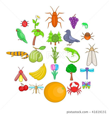 Vegetable kingdom icons set, cartoon style Vegetable kingdom icons set, cartoon style 41819131