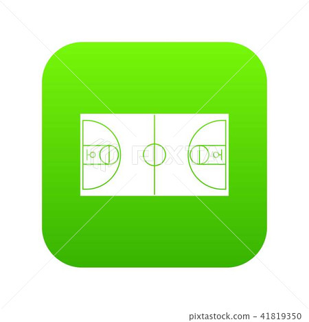 Basketball field icon digital green 41819350