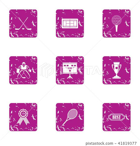 Hockey result icons set, grunge style Hockey result icons set, grunge style 41819377